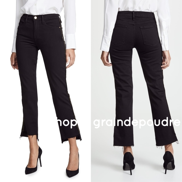 🎉HP🎉 Frame Denim Le High Straight Velvet Tux Crop Jeans - Picture 2 of 3